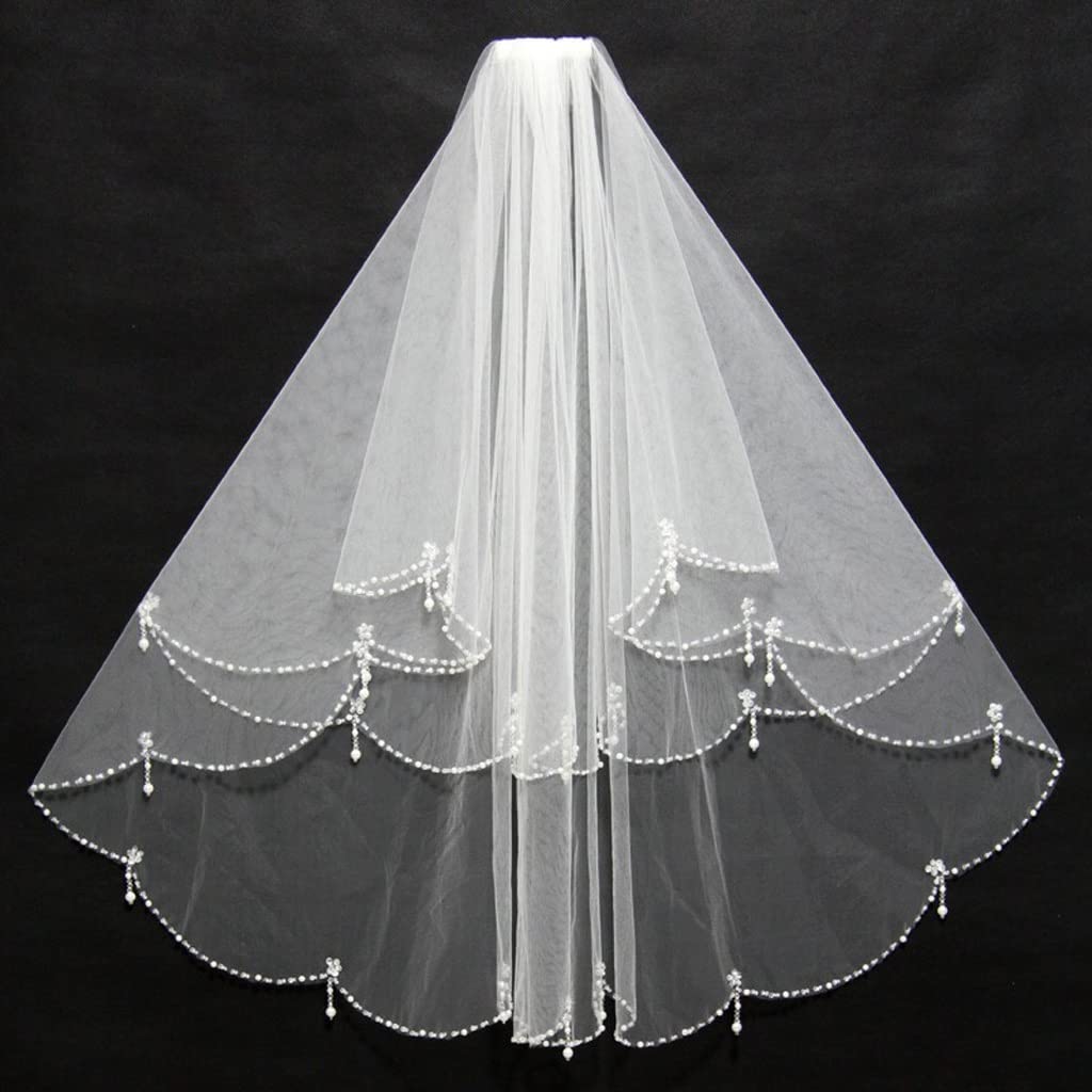Velo de boda con perlas para ceremonias elegantes y fotos nupciales de ensueño