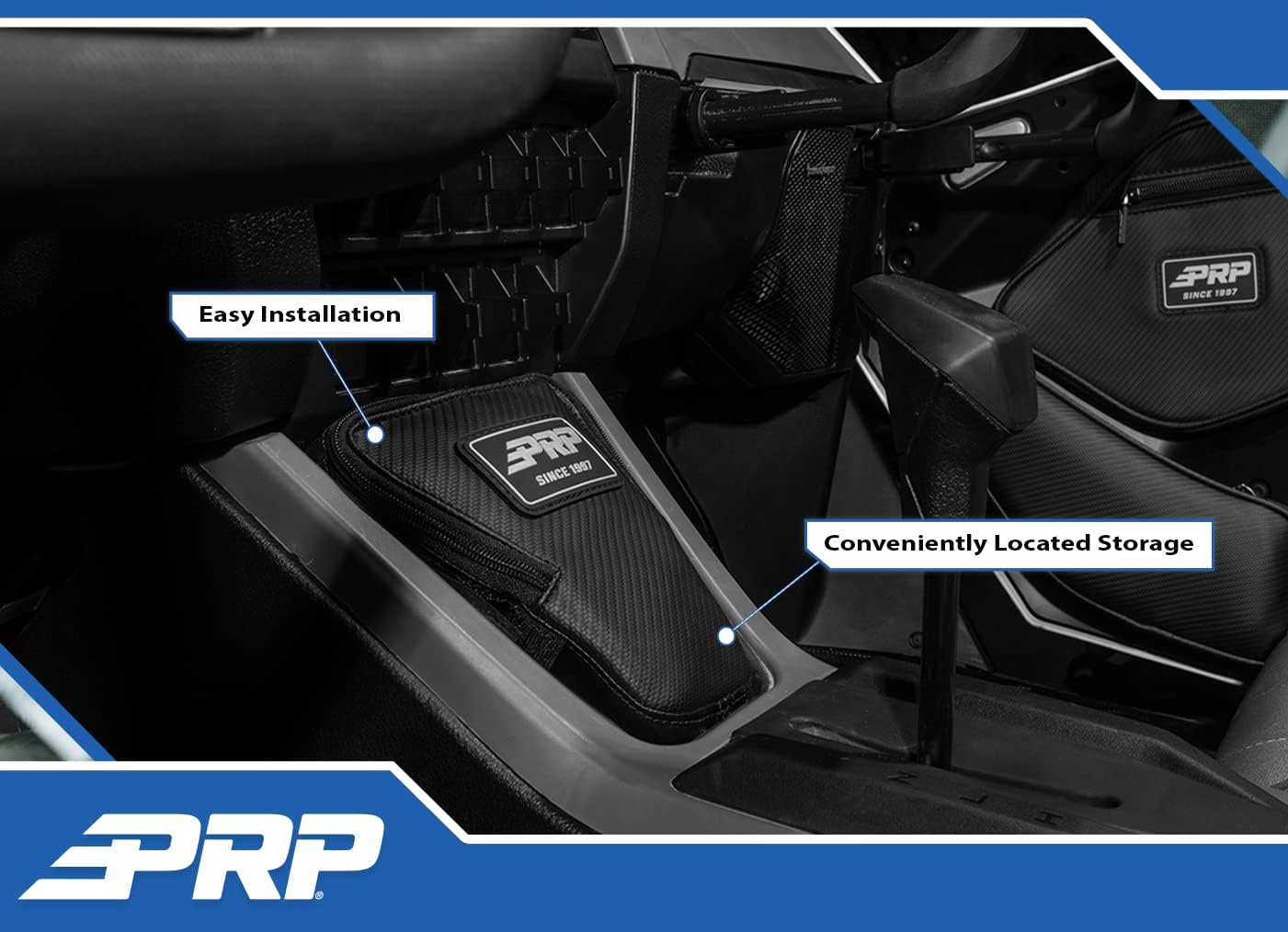 PRP Seats Console Bag built for Polaris RZR PRO XP. Ideal for Off-Road, Side-by-Side Vehicles, UTV's & Racing. - Black (1 Bag)