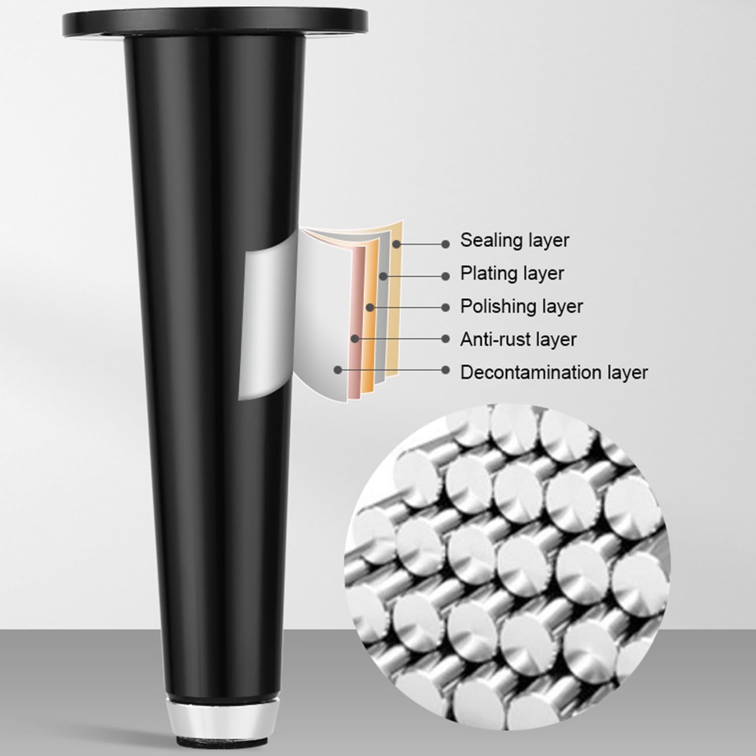 Cabinet Legs Furniture Legs Adjustable Kitchen Table Legs Metal Sofa Feet Aluminum Alloy Support Legs for Dresser Bed Cupboard Couch Worktop Bar TV Desk,with Screws,4 Pack (12cm(4.7in),Gray)