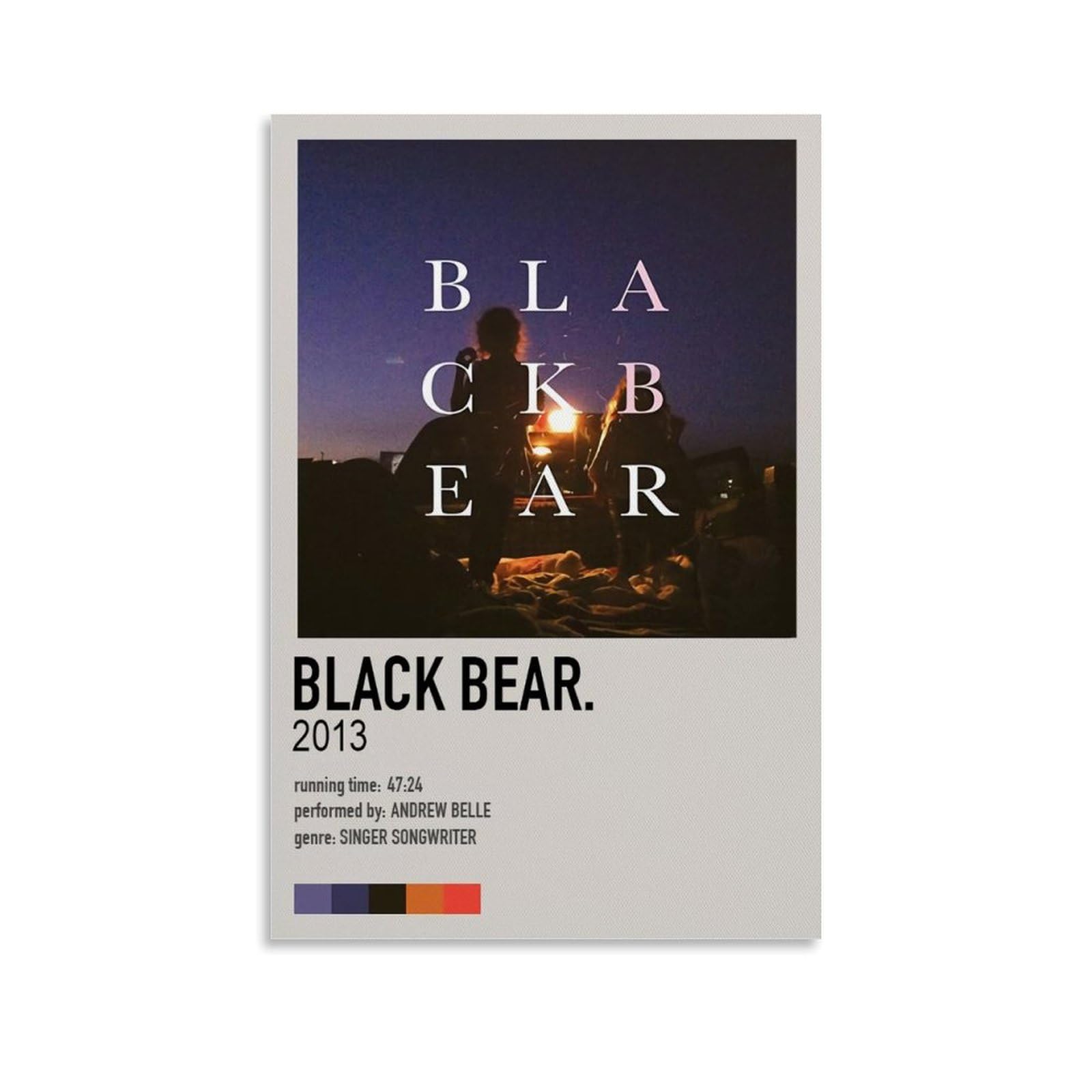 TPLLPK Andrew Belle BLACK BEAR Poster Decorative Painting Canvas Wall Posters And Art Picture Print Modern Family Bedroom Decor Posters 08x12inch(20x30cm)