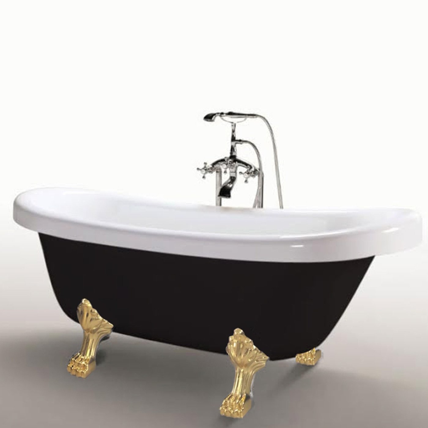 FREESTANDING BATHTUB VINTAGE DESIGN CLASSIC Margherita Black 170 x 80 cm NEW with Faucet