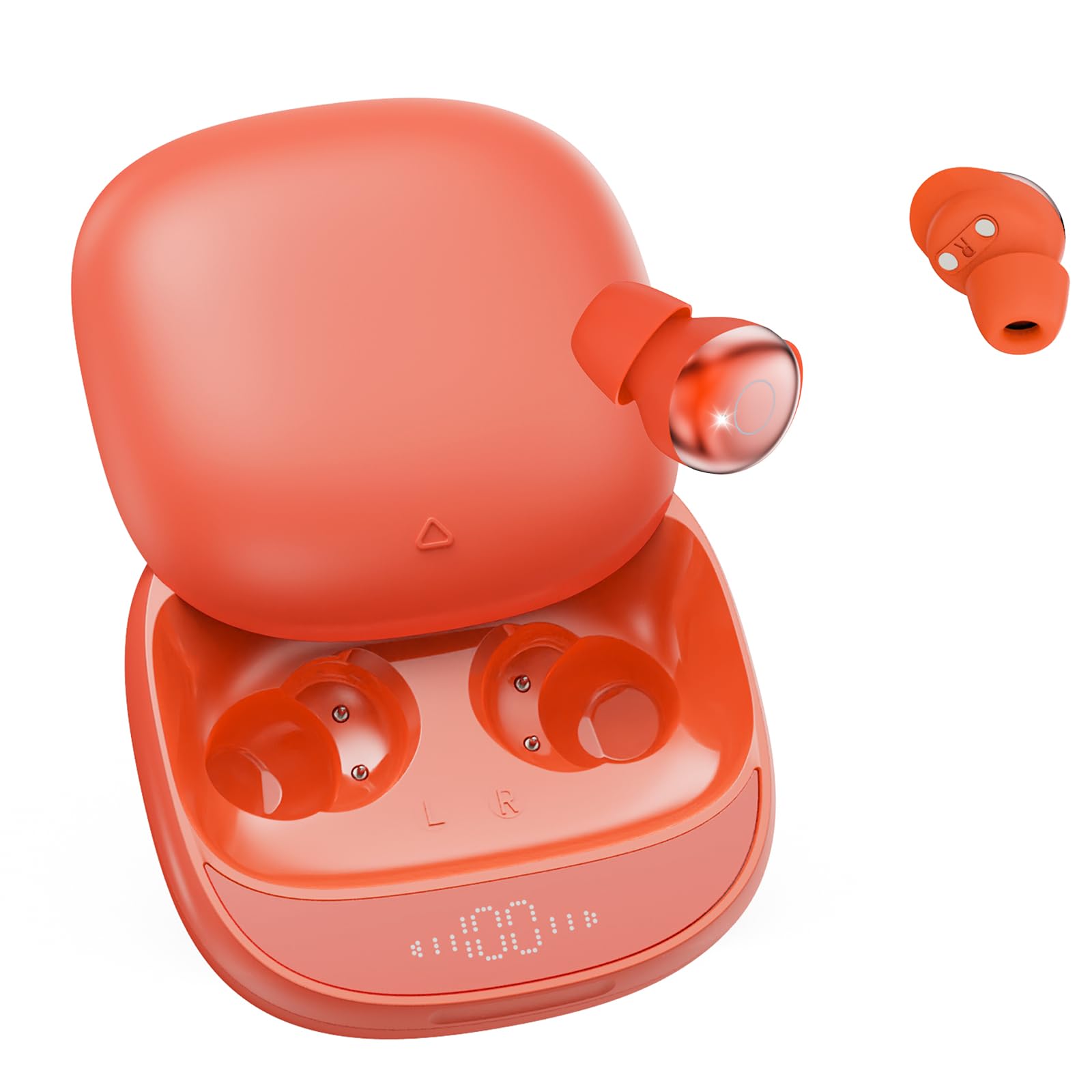 Cuffie Bluetooth, Cuffie per Dormire sul Fianco, Auricolari Bluetooth 5.4 con Doppia Modalità Sonno, 40 Ore Mini Sleep Earbuds Bluetooth, 6 modalità EQ Mini In Ear Auricolari IPX7, Display LED (Rosso)
