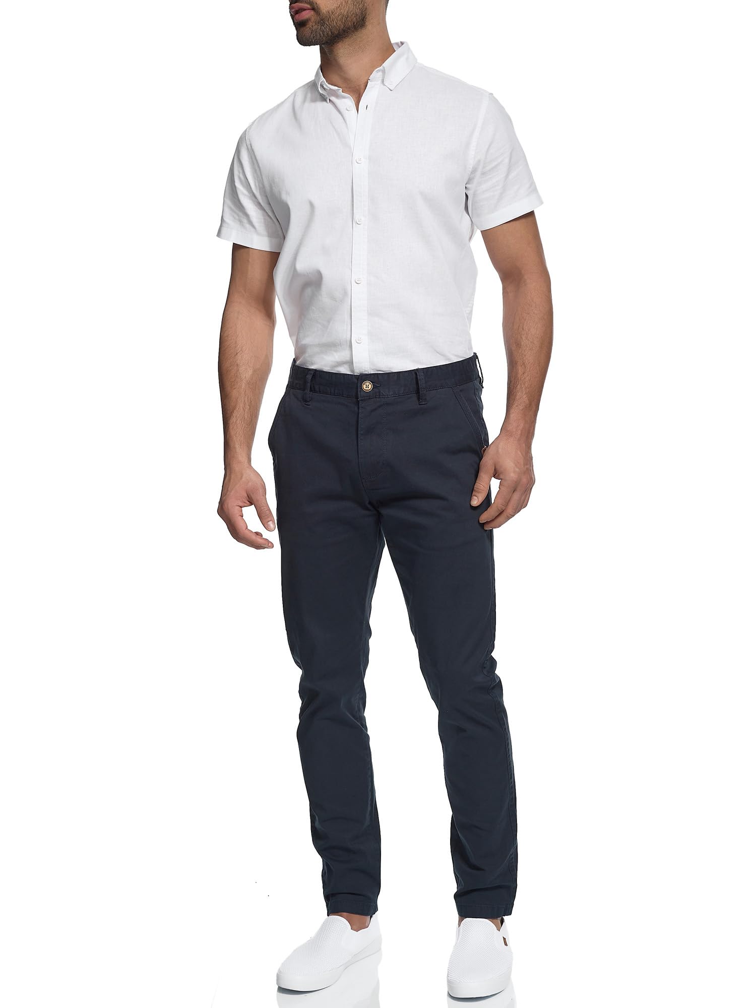 Indicode Herren Cherry modische Chinohose Stretchhose aus 98% Baumwolle | Mit elastischem Stretch für optimale Bewegungsfreiheit, Freizeithose, Businesshose, Stoffhose, bequeme Chinohose für Männer