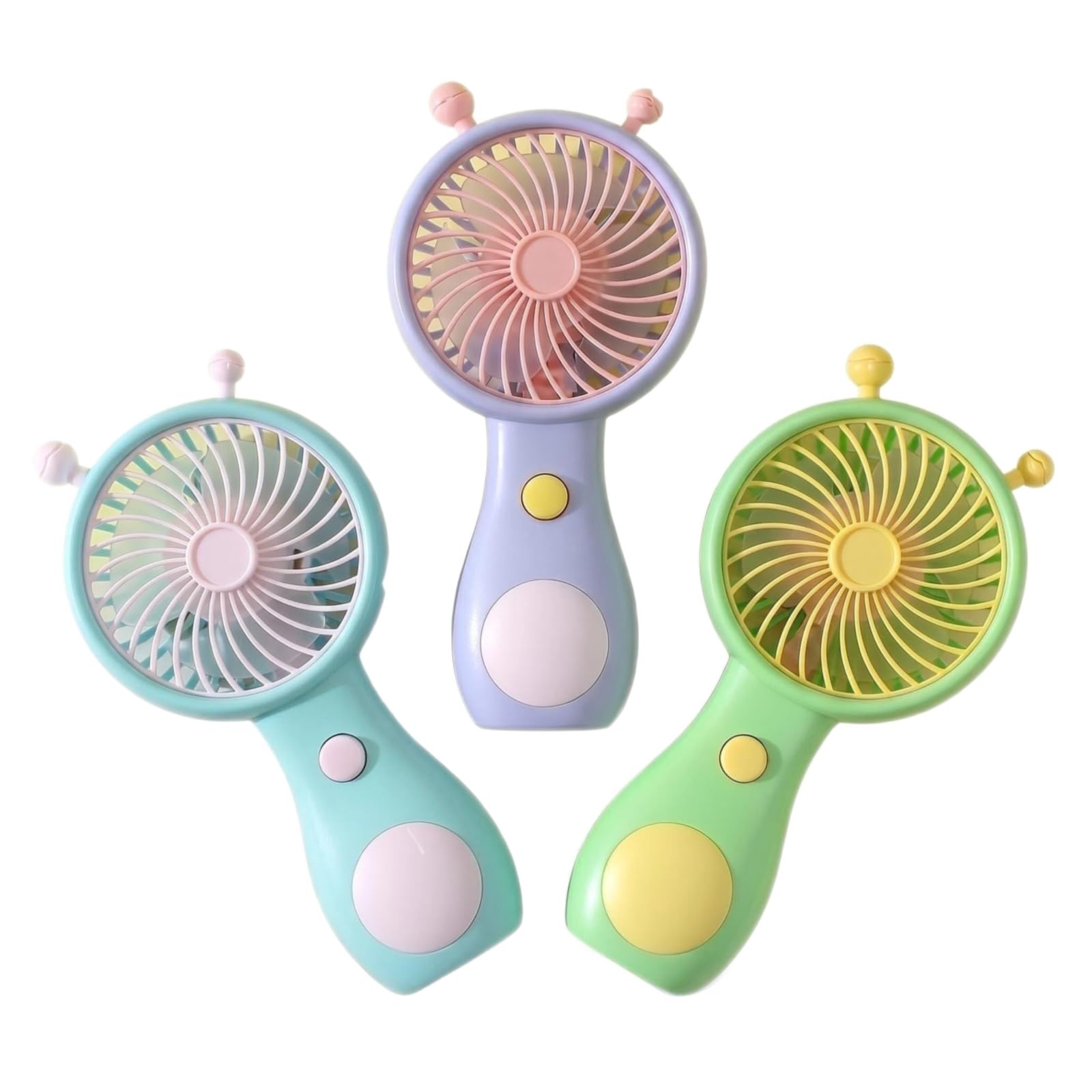 Falafoty 3 Pack Mini Portable Fan Cute Handheld Lightweight Personal Fan, USB Rechargeable Small Cooling Fan for Summer Outdoor Travel Office Beach Camping, Mini Desk Fan for Girl Kids Women Men