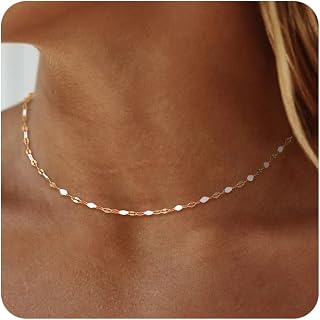 Gold Necklaces for Women Trendy, 14K Gold Plated Dainty Lip Chain Simple Choker Hypoallergenic Waterproof Boho Necklace Fashion Accessories Women Jewelry for Christmas Gifts