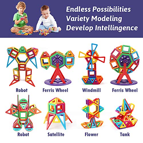 nicknack Mini Magnetic Blocks Toys Magnetic Tiles Building Blocks for Kids Baby and Toddler Gift Magnet Stacking Block Toys, 116pcs - Thumbnail 7