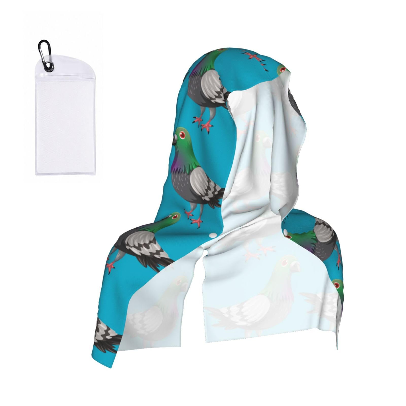 EZDLOWVBA Cartoon Pigeon Print 2 Pack Cooling Hoodie Towels,Sports Headscarf, Neck Wrap Scarf,Breathable Cooling Towel For Neck And Face, Travel, Swimming, Training