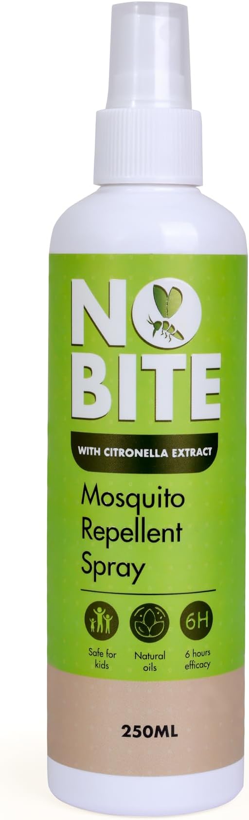 No Bite Mosquito Repellent Spray – 250ml, Plant-Based with Citronella Extract, DEET-Free, Long-Lasting Protection, Alcohol-Free & Non-Staining Formula
