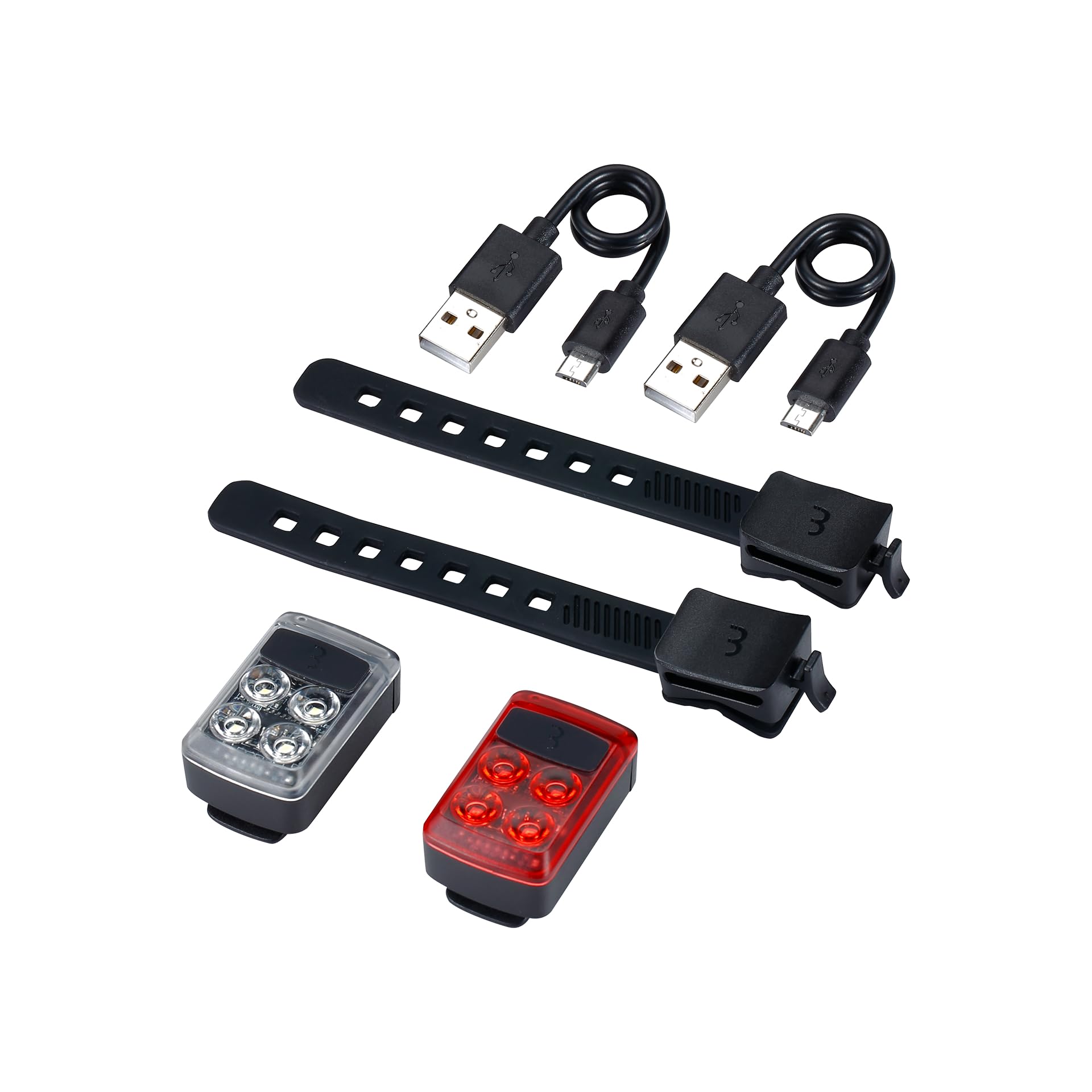 BBB Ensemble de lumières de vélo Rechargeables par USB I Feu Avant et arrière LED I Sangle Flexible I Lumières de visibilité pour vélo I BLS-237