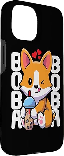 Miniatura 3 de Funda Kawaii con diseño de corazón de té de burbujas para iPhone 15 Kawaii Boba Dog Corgi Tea Drink