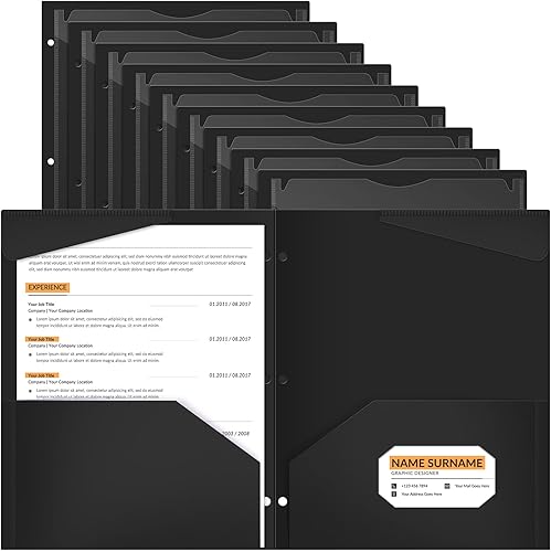 Henoyso Paquete de 36 carpetas de 2 bolsillos con bolsillo frontal transparente de 3 agujeros perforados de plástico resistente con bolsillos para