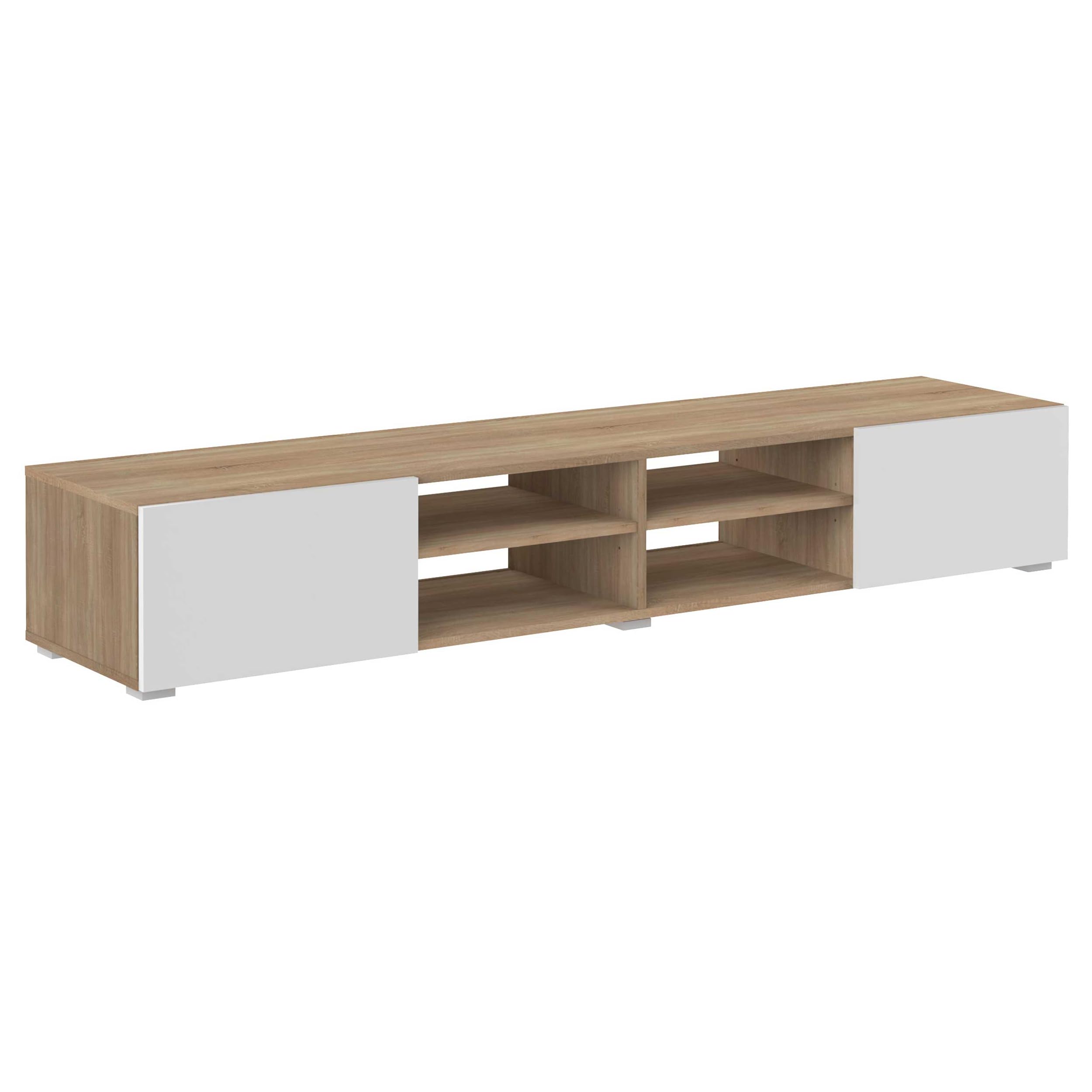 Symbiosis Podium, Tavolino porta tv, rovere naturale e bianco 185x42x31 cm