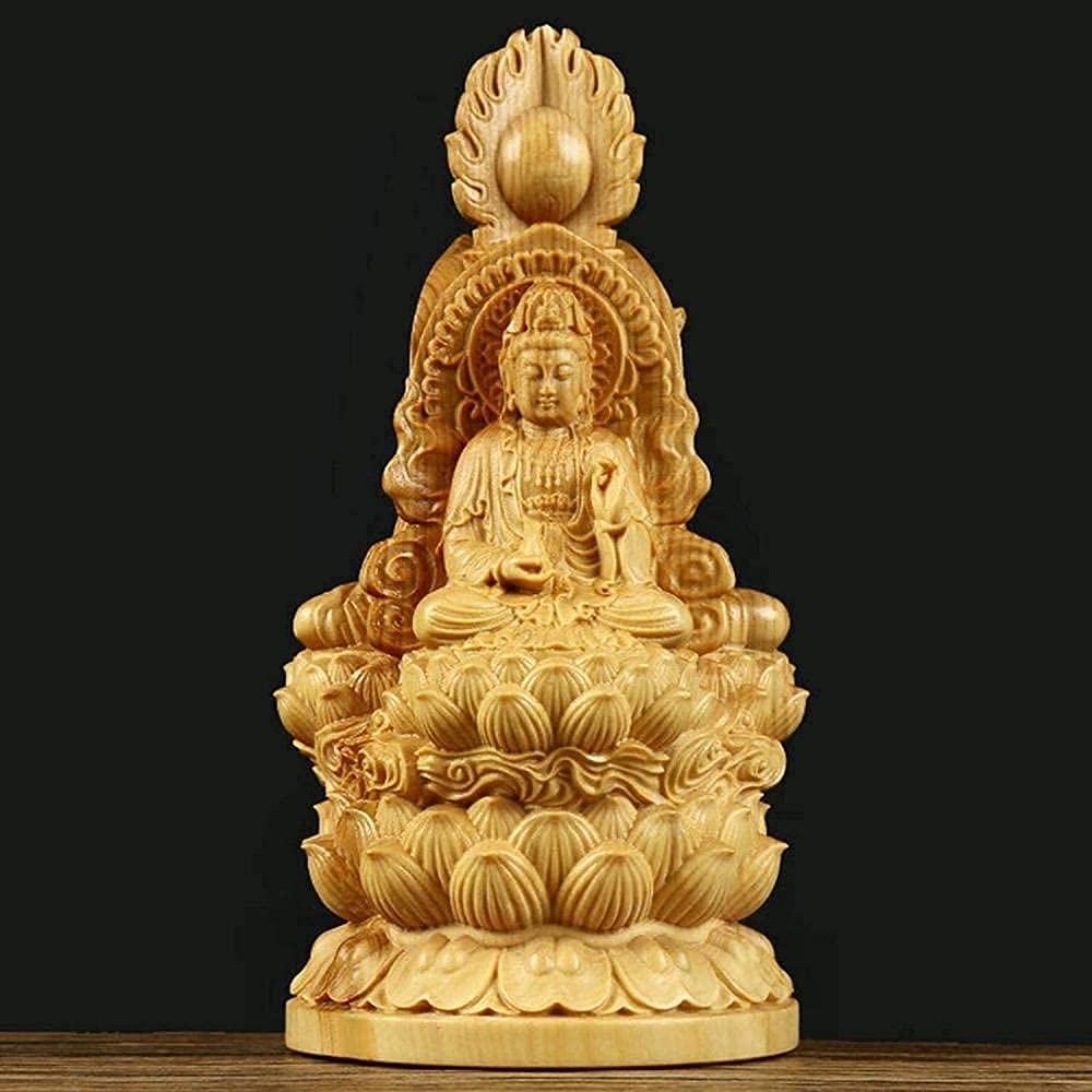 Statue di Buddha da Collezione per Decorazioni per la casa Tre Santi nelle sculture di Meditazione Occidentale Ornamenti di Figurine Boxwood Home Office Decorazione Arte Decorazione