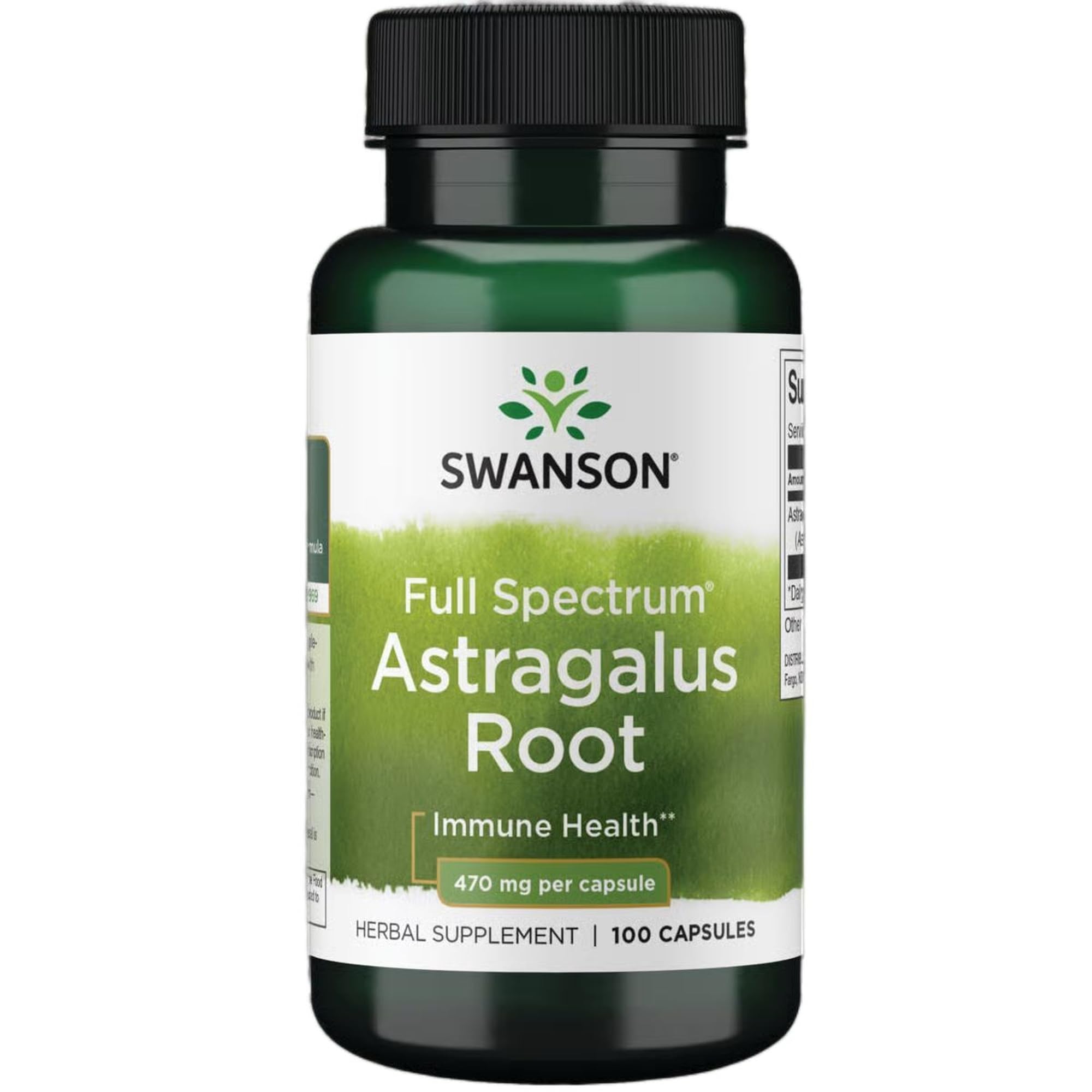 Swanson Astragalus Root, Immune Support, 470 mg, 100 Capsules 100 Count (Pack of 1)