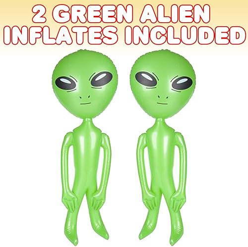 Miniatura 2 de ArtCreativity Alien inflable verde, juego de 2, decoraciones del espacio exterior, juguetes inflables OVNI de 34 pulgadas, decoraciones de fiesta de