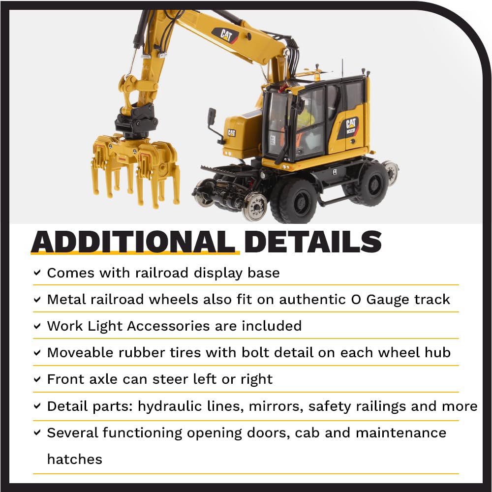 Diecast Masters 1:50 Model Cat M323F Railroad Wheeled Excavator, 85662