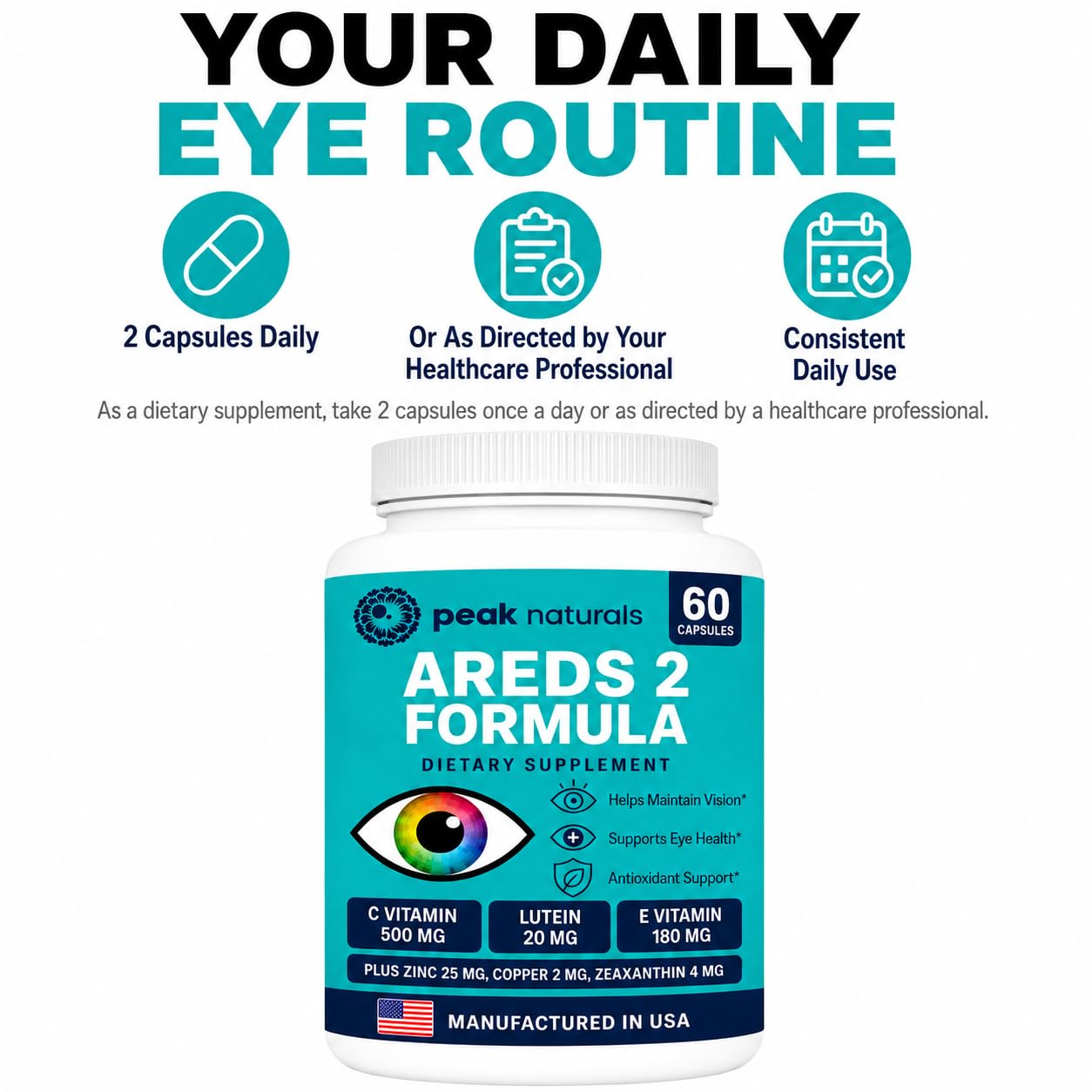 AREDS 2 Eye Vitamins + Lutein, Zeaxanthin, Zinc, Copper & Vitamin C, 60 Ct — Amazon image 7