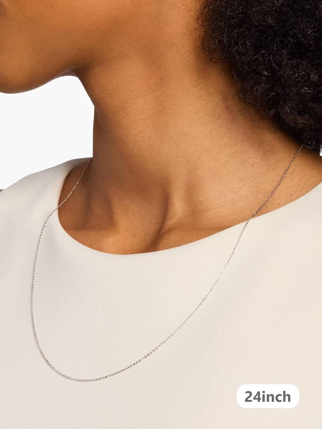 Silvora 925 Sterling Silver Chain Necklace 1.1/1.5mm Thin Silver Chain for Women Sturdy Shiny Women's Chain Necklaces Adjustable Length 16/18/20/22/24 Inches