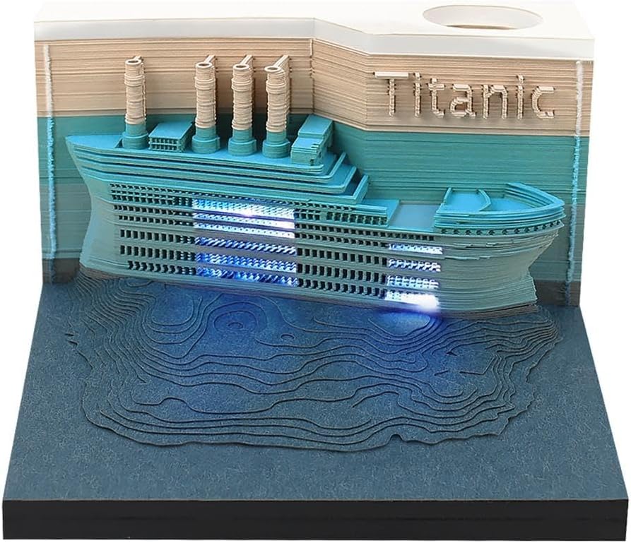 Time Piece Calendar, 2026 Desk Calendar With LED Light, 3D Tear-away Paper Carving Art Memo Pad Notepad Gift For Christmas Housewarming Desktop Decoration(With Weekly Calendar & Light)