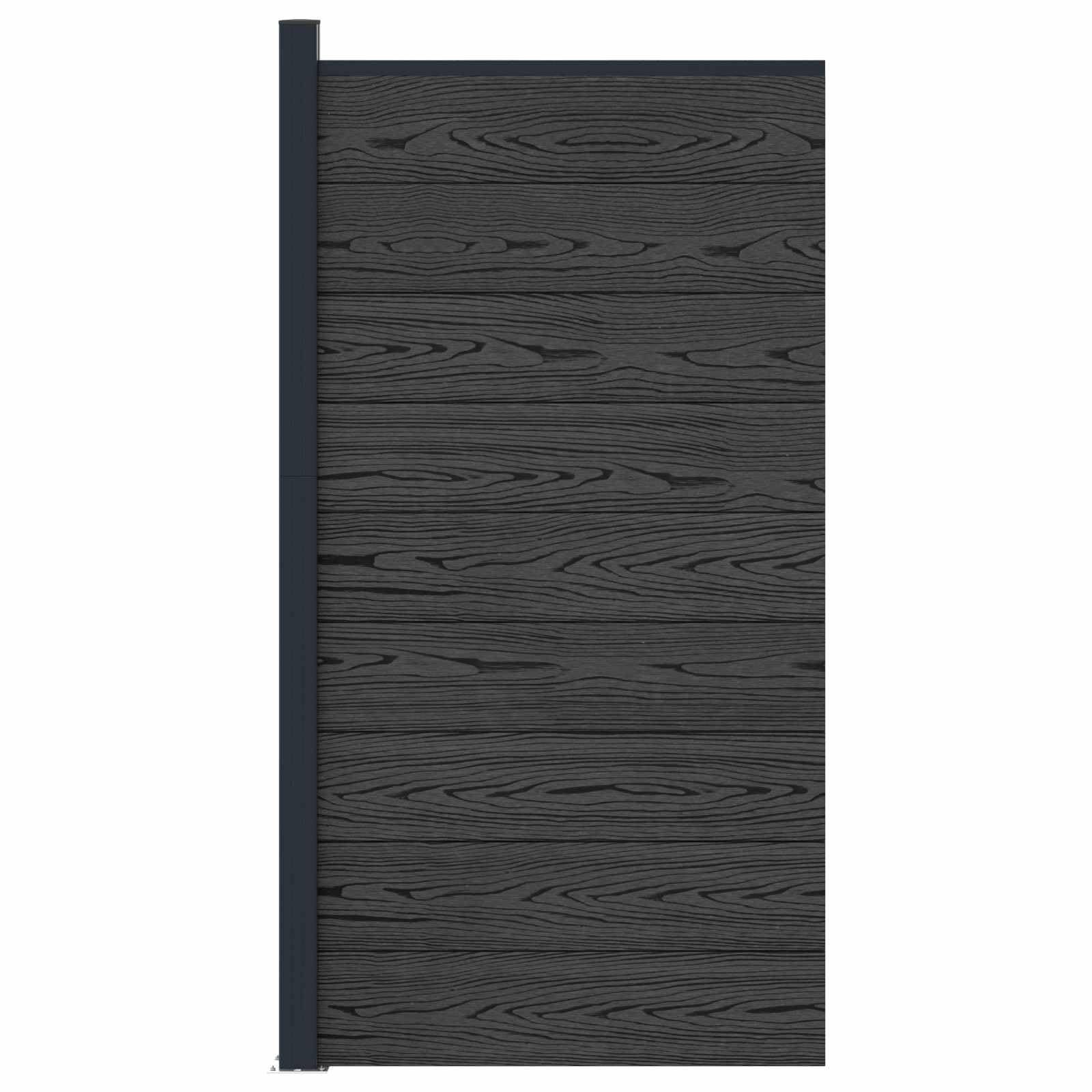 vidaXL Zaunelement 95 x 186 cm WPC und Aluminium Schwarz
