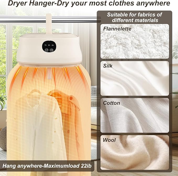 Image of Electric Mini Cloth Dryer For T- Shirts, Jeans, Baby Clothes, Underwear, Towels 360 Full Hot Air Drying with Timer with 5 Gears Portable Dryer For Home, Apartments, RV, Travel (Big)