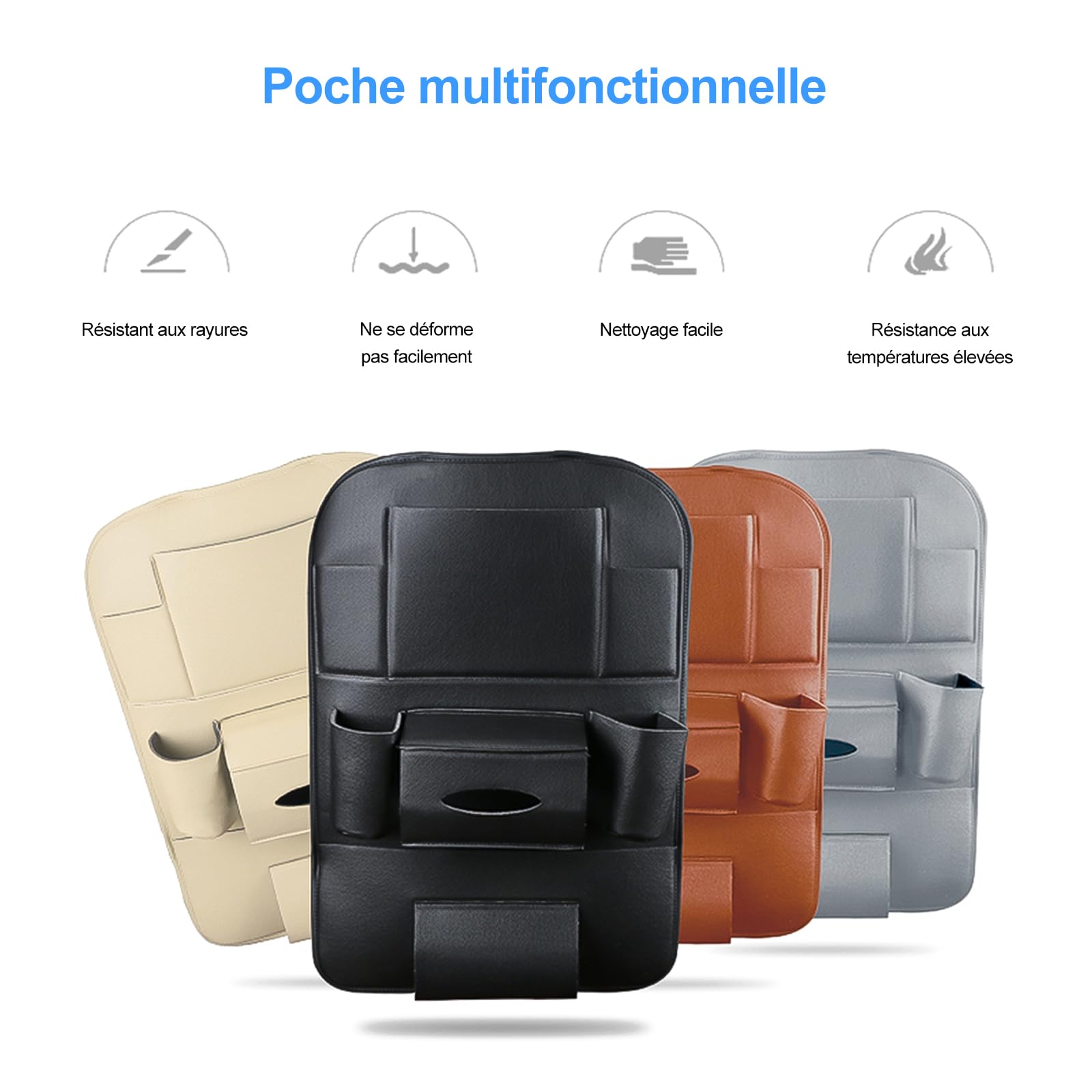 Ergocar 2 Packs organisateurs de Voiture en Cuir PU, Housse de Protection de siège arrière, Organisateur de siège arrière de Voiture Kick Mat avec 10.1 "Support pour iPad/Tablette - Noir