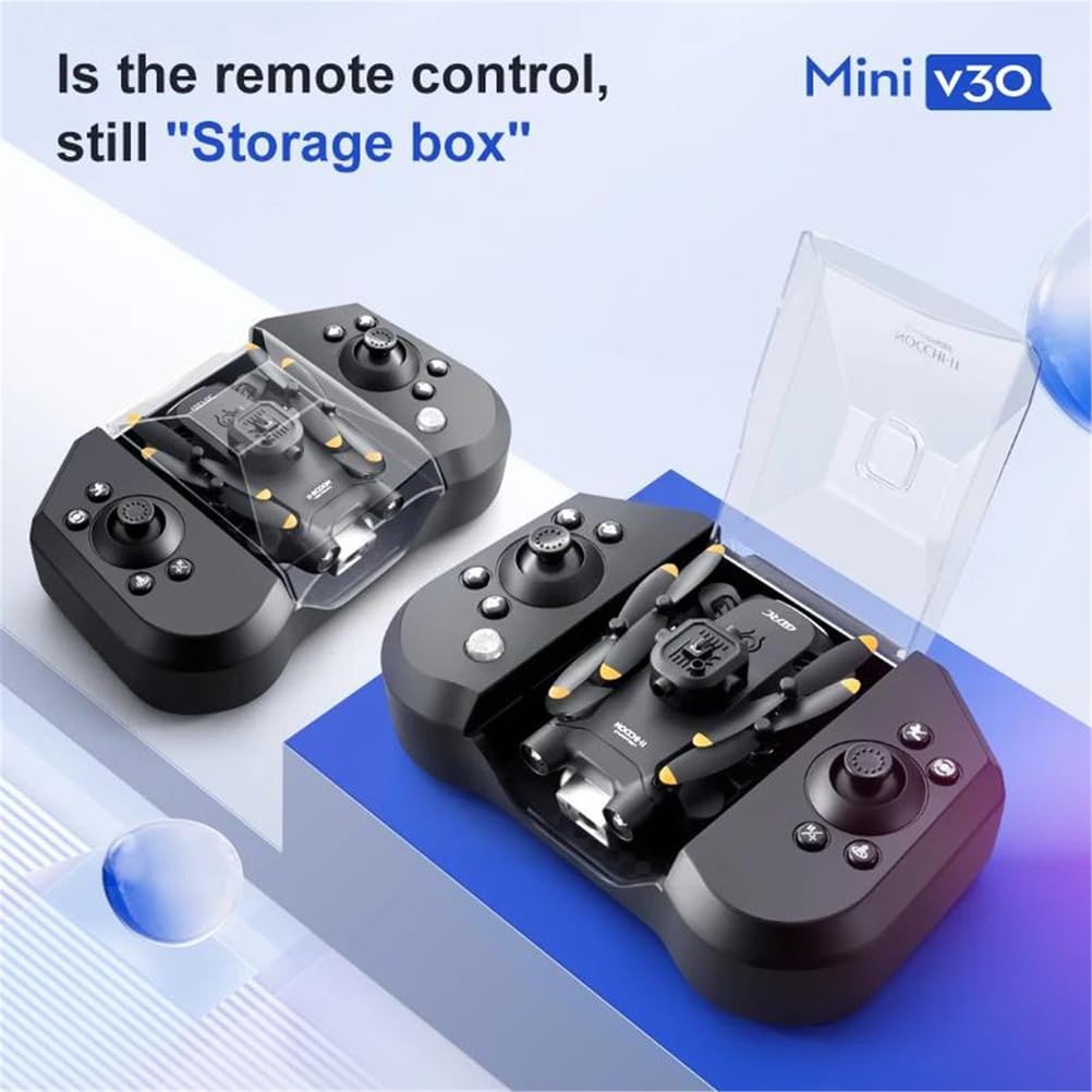 Nero,Single Battery,v30 Mini Drone con Telecamera HD 4k 1080p FPV rc droni Elicottero Professionale a Cinque Lati per Evitare Gli Ostacoli Drone Giocattolo Regalo