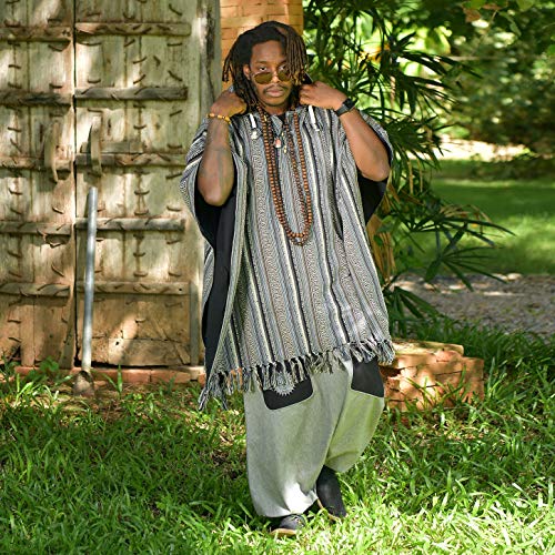 virblatt - Mexican Poncho Men | 100% cotton & Reversible | Mens Poncho Hooded Baja Hoodie Winter Pancho warm Cape Cowboy2