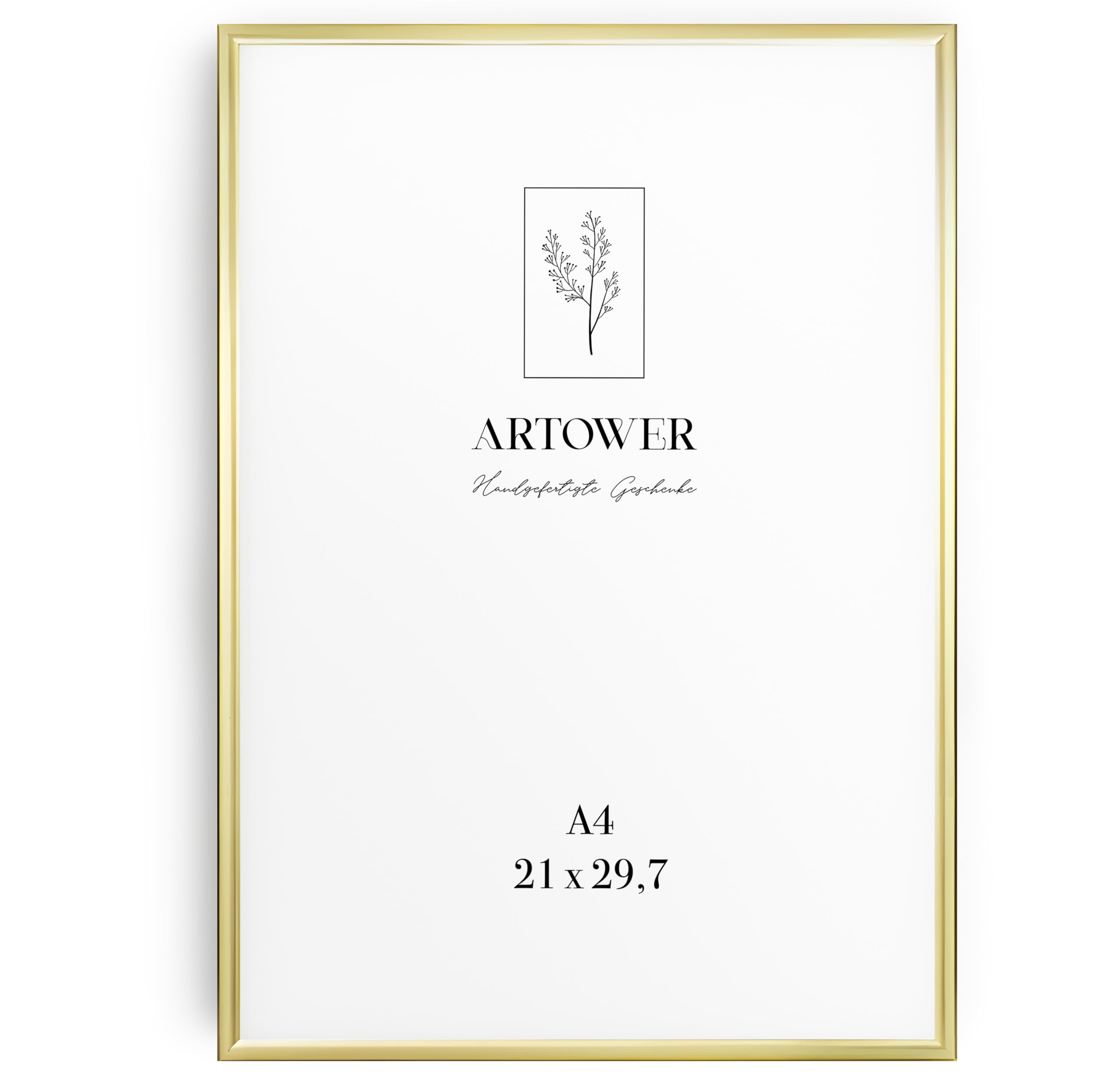 Artower metalowy złota, cienka metalowa ramka na zdjęcie DIN A4 i 21 x 30 cm, aluminiowa wąska ramka na zdjęcie
