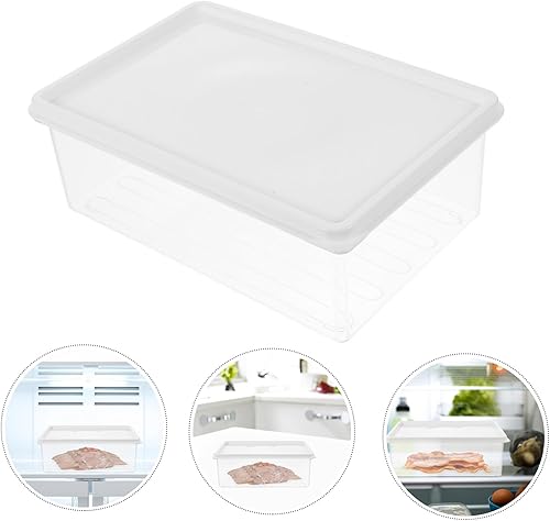 Miniatura 5 de Luxshiny Recipiente de almacenamiento de tocino para nevera, soporte de tocino, 40.6 fl oz, protector de carne, cortes en frío, conservador de queso