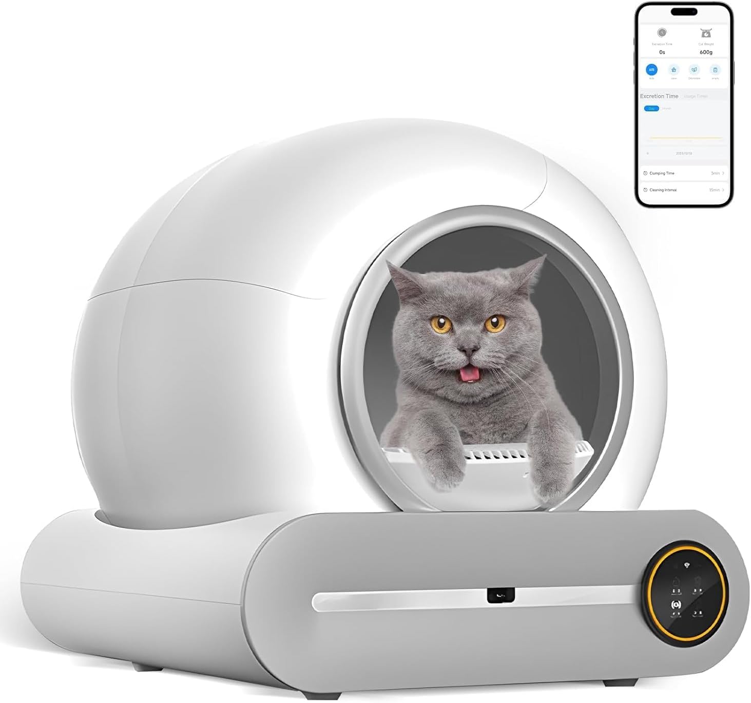 – SKY-TOUCH Smart Self Cleaning Cat Litter Box,65L+ 9L Extra Large Capacity Upgraded Automatic Self Litter Box, APP Control/Odor Removal/Safety Protection/Low Noise for Cats 1-8kg,1 Roll Trash Bag