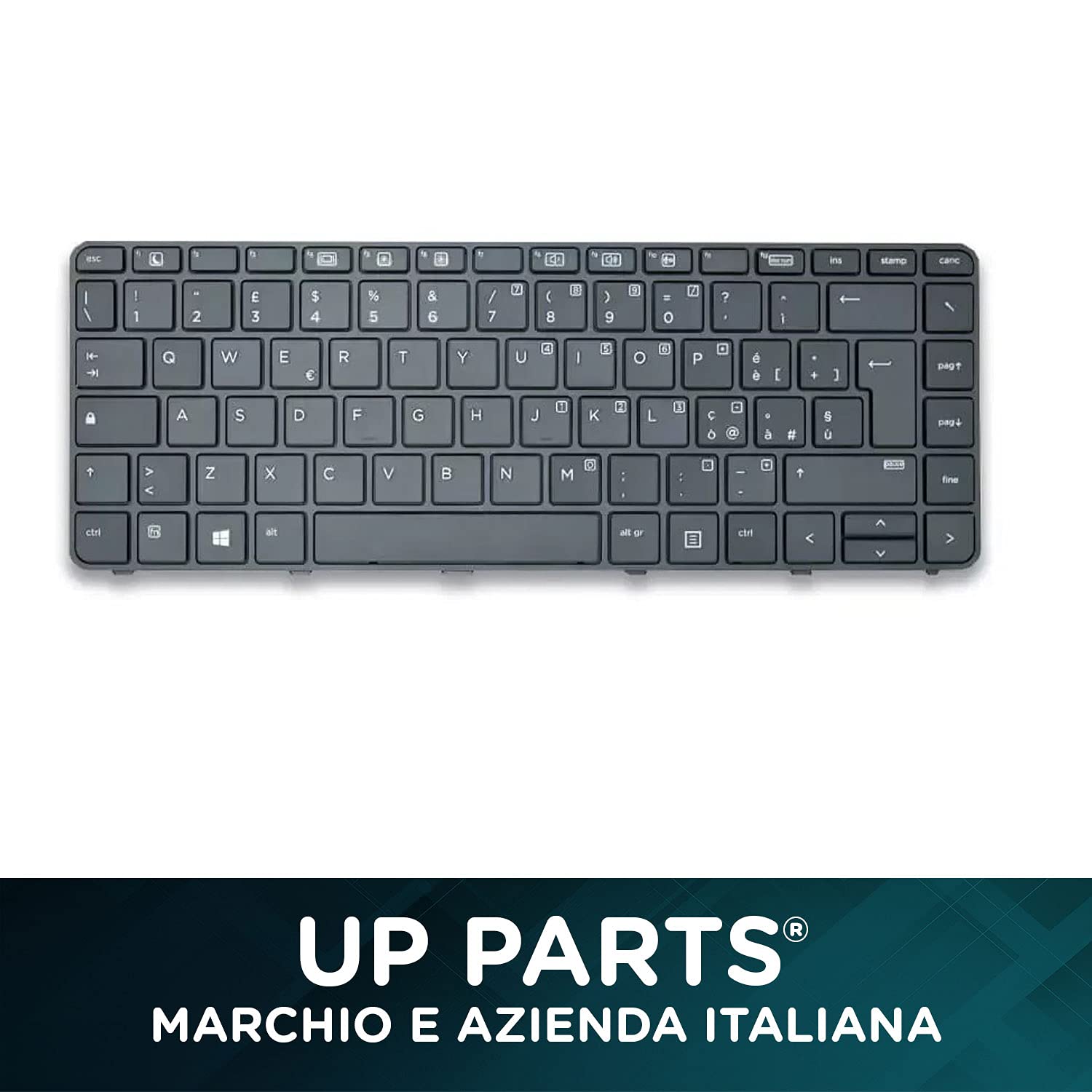 Azienda Italiana - Tastiera Italiana per Notebook HP Probook 430 G3, 430 G4, 440 G3, 440 G4, 445 G3, 446 G3, (con Frame Colore Nero Senza Retroilluminazione)