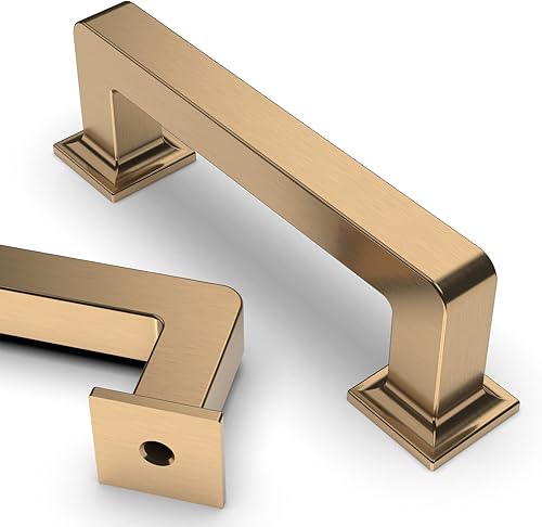 Asidrama Paquete de 6 manijas de gabinete de cocina de bronce champán de 3 pulgadas (2.992 in), tiradores de gabinete de latón cepillado, manijas de