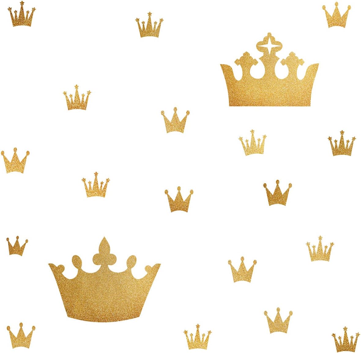 Crown Wall Decals for Girls Bedroom Kids Room Decals Nursery Wall Decal, Princess Crowns Wall Stickers, Crown in The Walls Removable Peel and Stick Metallic Vinyl Sticker
