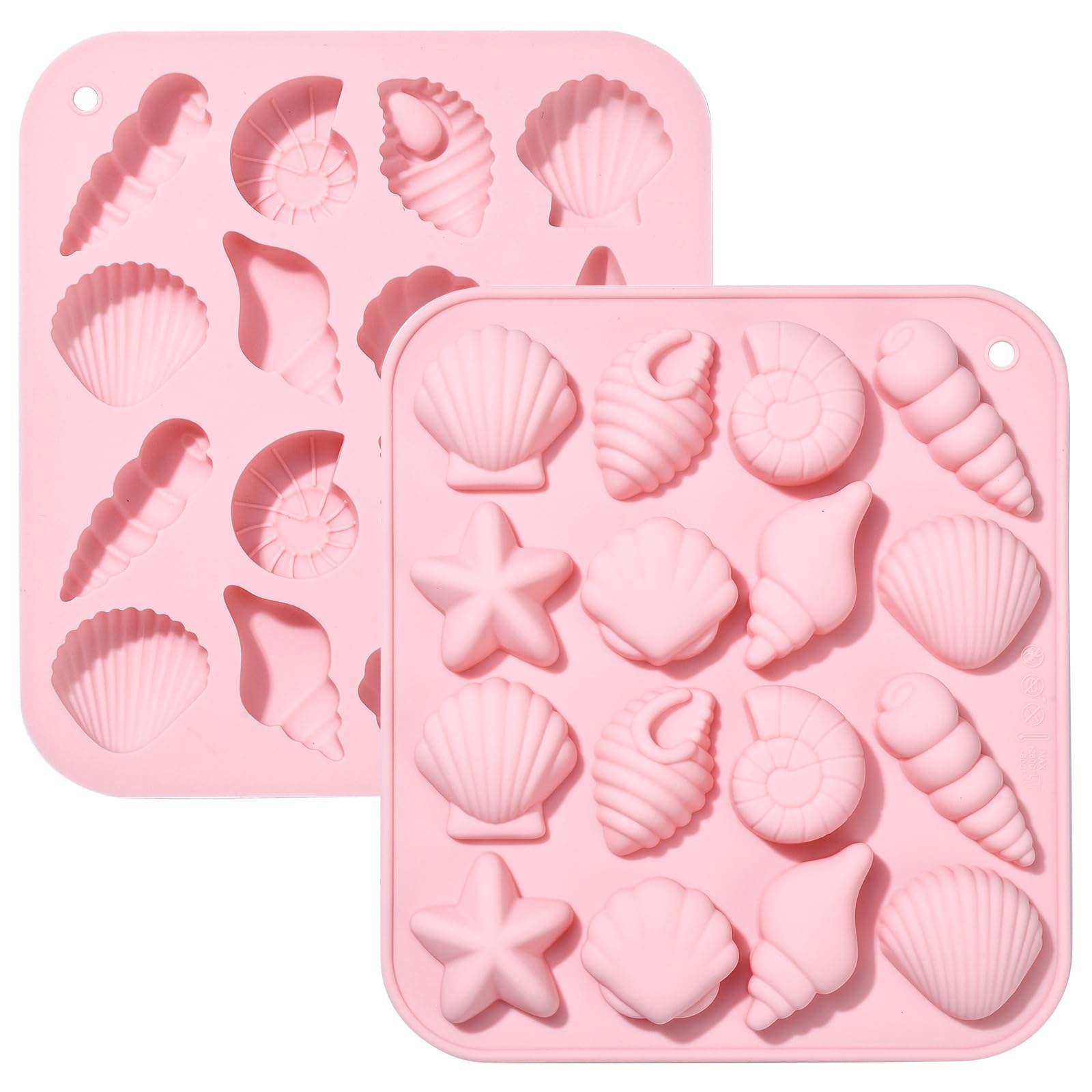 UR URLIFEHALL 2 Pcs Sea Theme Silicone Moulds Conch Shell Silicone Baking Moulds for DIY Cake Chocolate Candy Ice Cube Jewellery Making