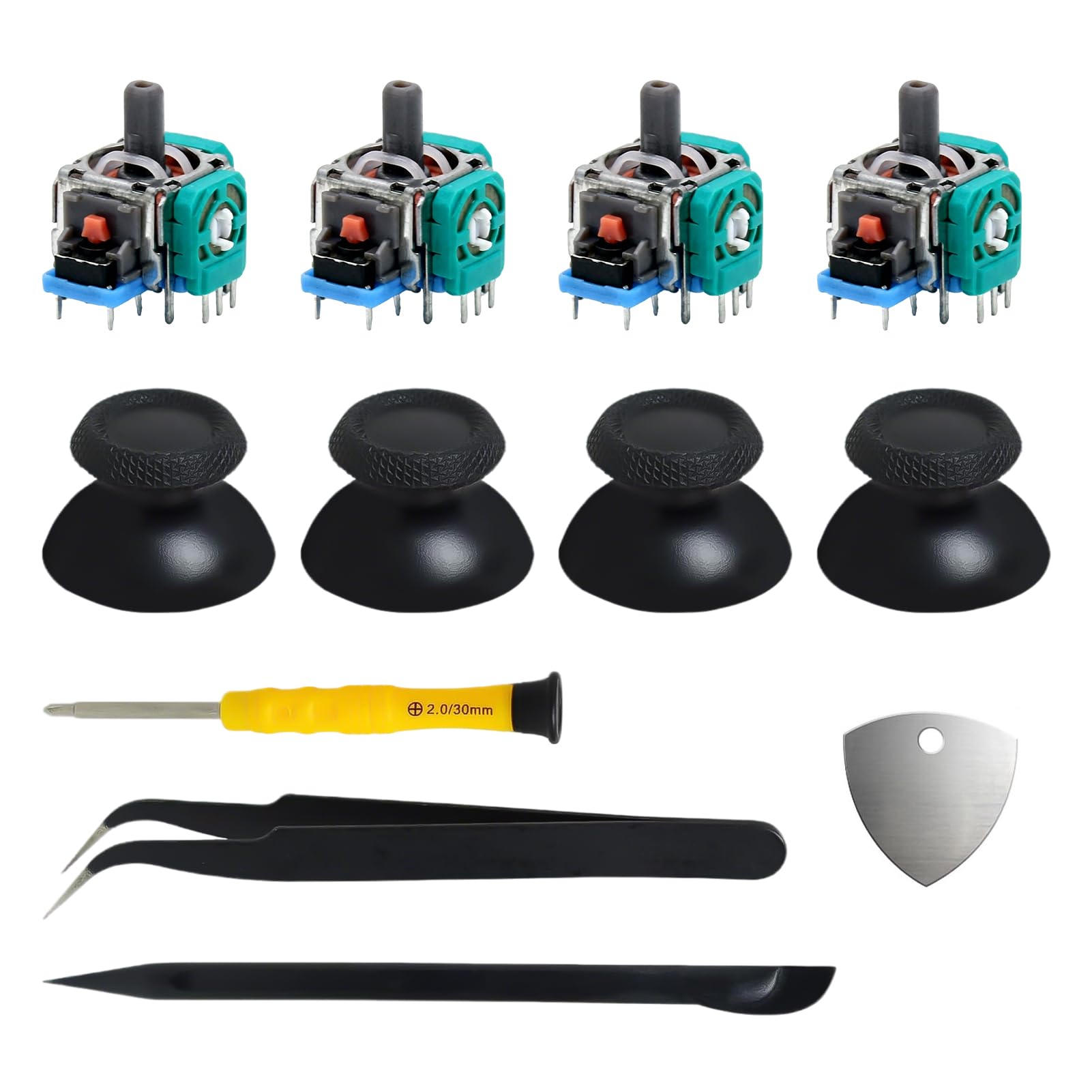 4 Pièces Joysticks pour Manette Xbox One S X et Series S X, Joysticks de Remplacement Analogique pour Manette PS4, Module Joystick 3D EL4 10KΩ avec Potentiomètre, Kit Réparation Anti Drift avec Outils
