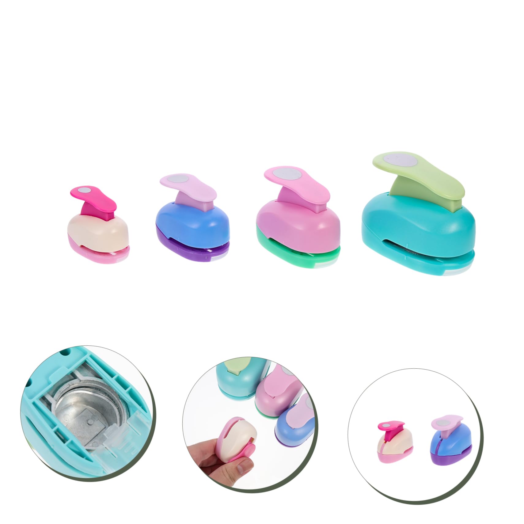 4pezzi Puncher Per Carta Strumenti Creativi Per Ragazzo Ragazza Fustelle Per Biglietti Scrapbooking e Fai Da Te Con Forme Rotonde Colori Variabili