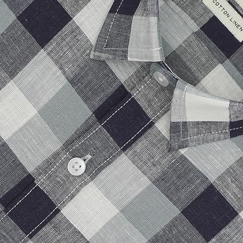 Image of GHPC 100% Cotton Checkered Half Sleeves Regular Fit Formal Shirt for Men