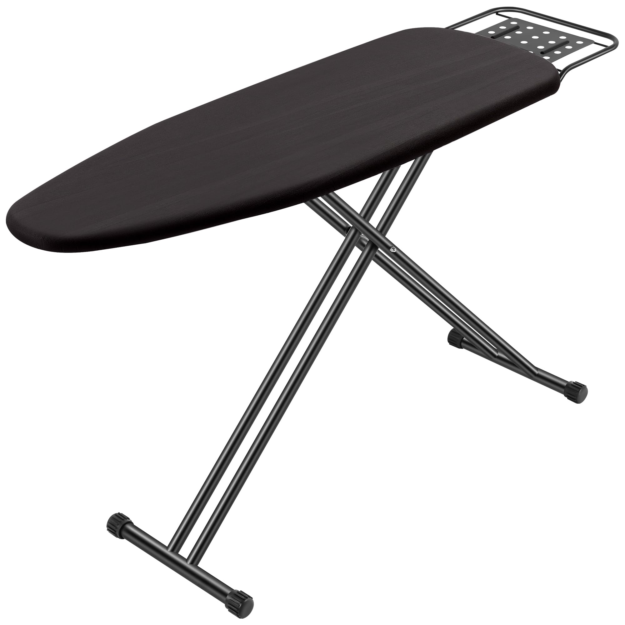 full size ironing board 15" x 47" with heat resistant cover and thicken felt pad, safety iron rest, heavy duty,anti-skid feet, height adjustable