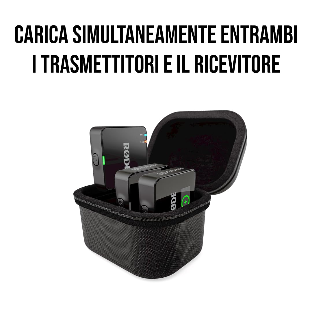 RØDE Charge Case+ | Custodia di ricarica per il Wireless GO (Gen 3) con due ricariche complete extra per un totale di 21 ore di durata della batteria e trasferimento dati