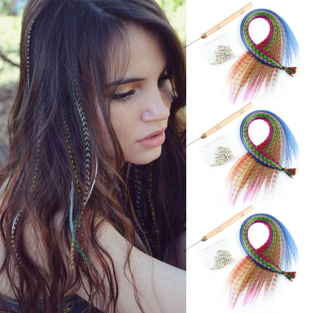 Plumes Cheveux Synthétique coloré for Extensions de plumes cheveux 20 30 40 50 pièces pointe 16 pouces postiche synthétique en(50-set)