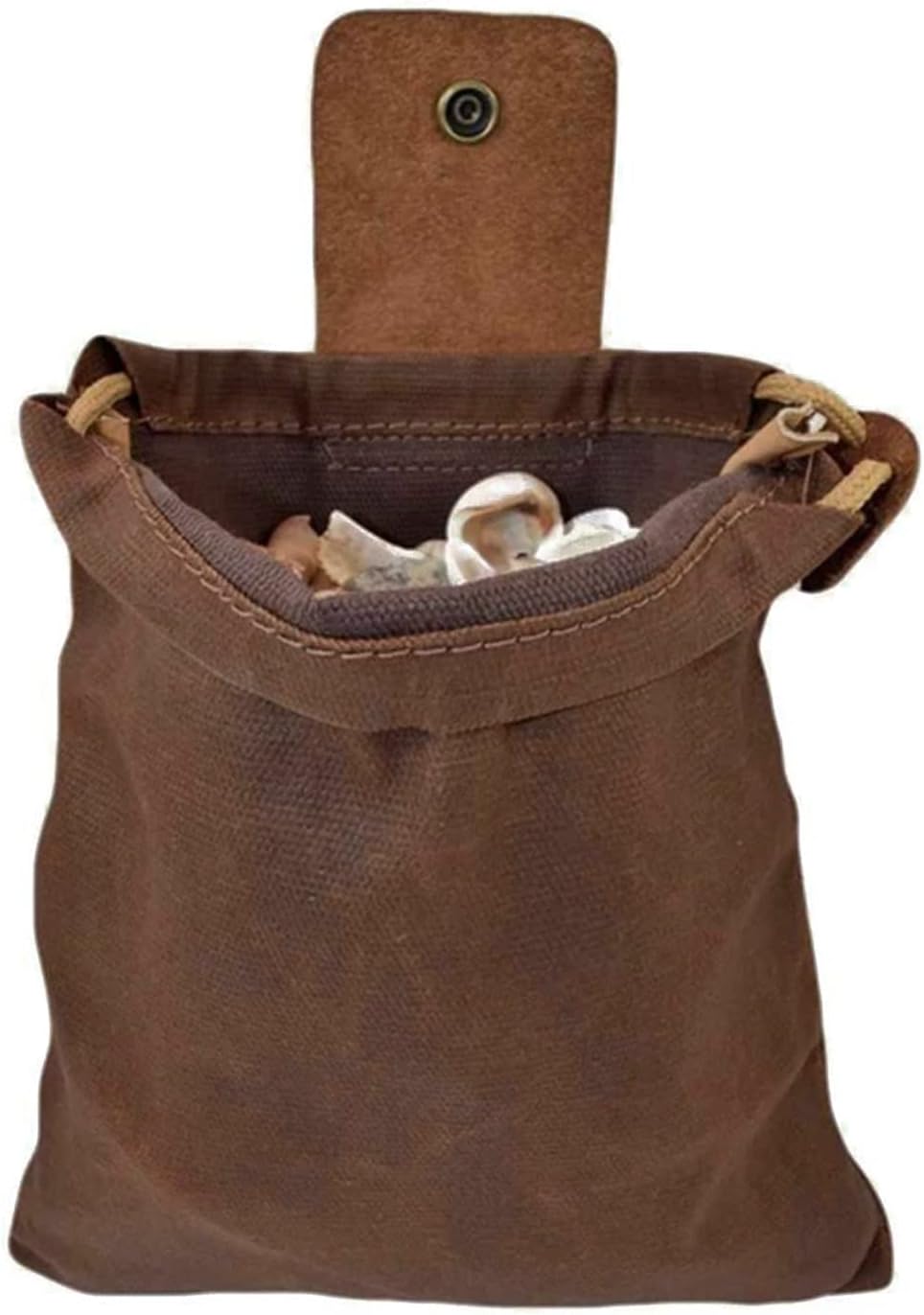 Foraging Bag Waxed Canvas Collapsible Outdoor Camping Foraging Pouch Mushroom Storage Water Resistant Leather Bushcraft Belt Tinder Dump Pouchs Brown for Travel Camping Hiking Bag Only (Brown) - Image 7