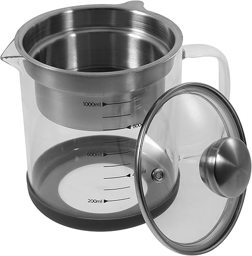 Miniatura 8 de Yardwe Colador de alimentos para yogur con tapa, 33.8 fl oz, filtro de leche de nuez transparente con escala, jarra de vidrio para jugo, leche,