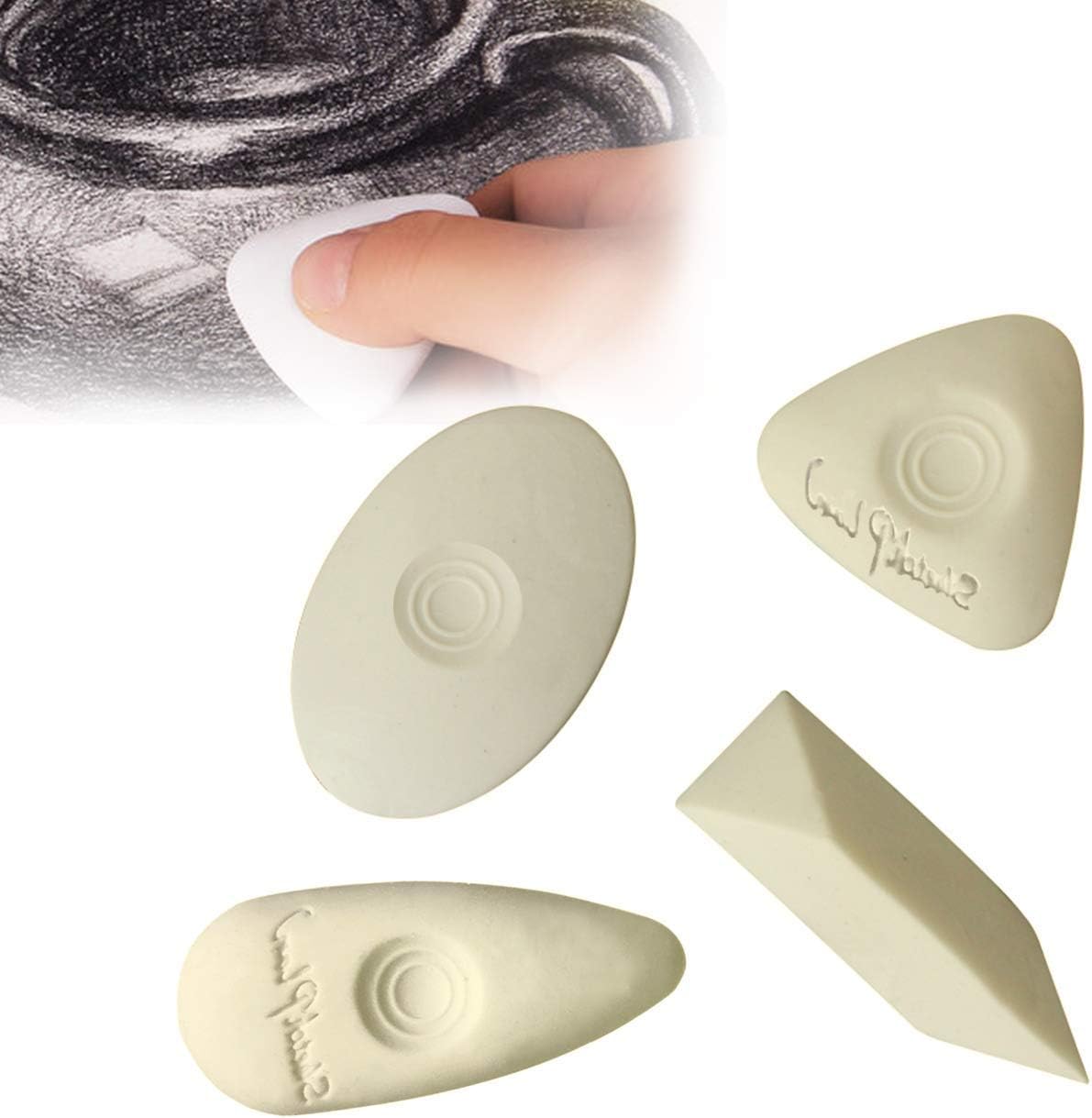 Magicdo Cube Erasers with Grip, Different Shapes Vinyl Eraser for Drawing, Sketch, Writing, Large Size, White, Pack of 4 : Office Products