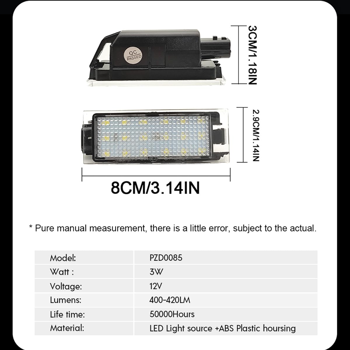 Światła LED Tylne do Tablicy Rejestracyjnej Bez Błędów Compatible for Renault Clio Laguna 2 Megane 3 Twingo Master Vel Satis Wind Trafic Twizy Wodoszczelne Białe 6000K 2 Sztuki