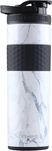 Miniatura 1 de Ice Shaker - Botella de agua delgada de 20 onzas, botella de agua de acero inoxidable y agitador de proteínas, como se ve en Shark Tank, botella de