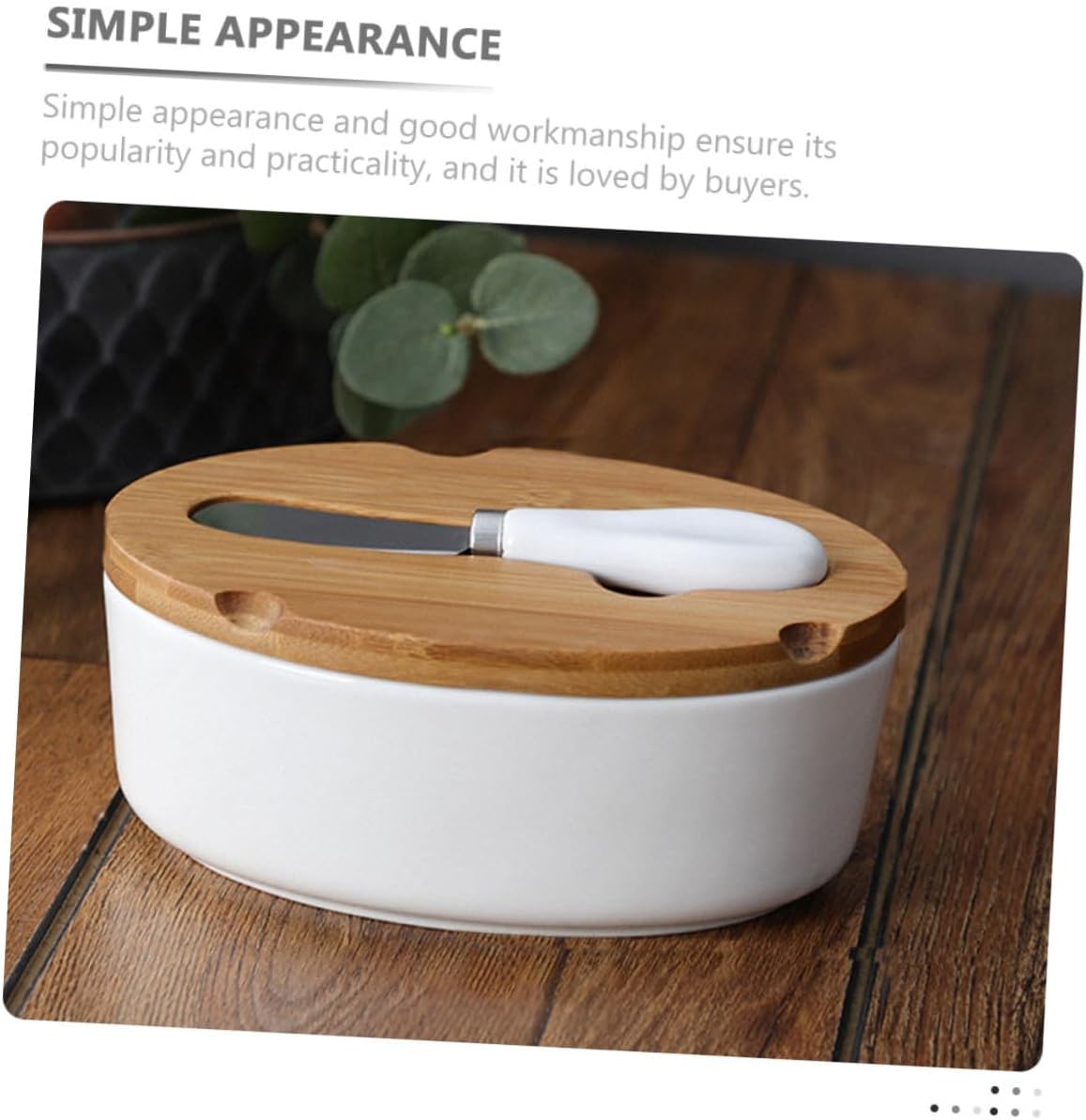 VANZACK Ceramic Butter Dish with Lid and Cutter Set Square Nordic Style Butter Container and Cheese Storage Suitable for Kitchen Dining