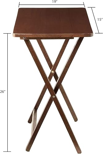 Miniatura 7 de SEDLAV Juego de 2 mesas plegables para TV en nogal de 19 x 15 x 26 pulgadas
