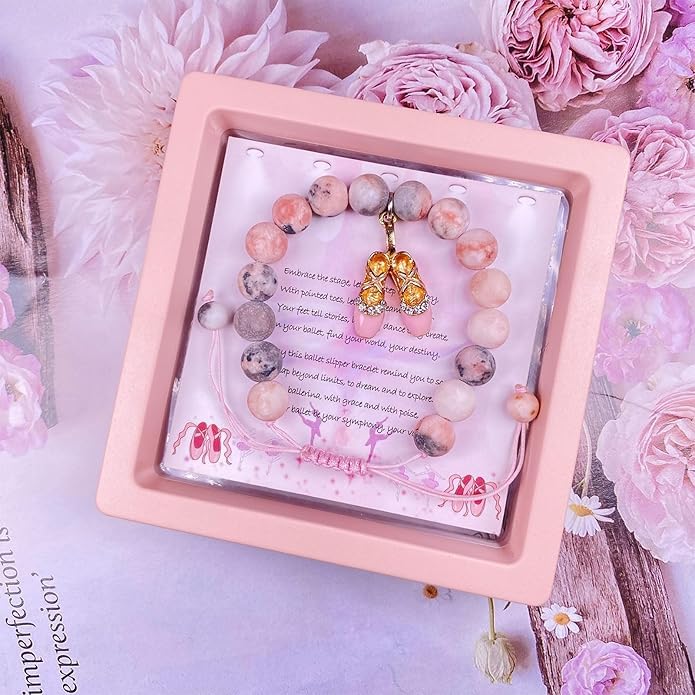 Image of Dance Recital Gifts for Girl - Natural Stone Dance Bracelet Ballerina Jewelry, Dancing School Competition Gifts for Dance Lover Ballet Teacher Friends Mate