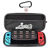Mothca Nintendo Switch Carrying Case PU Hard Shell Black Zip Bag Portable Travel Carry Protective Storage Pouch Anti Shock with 8 Game Storage Slots(Black)